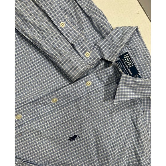 Polo Ralph Lauren Lowell Sport‎ Mens Long Sleeve Button Down Blue Check Medium - Picture 1 of 7